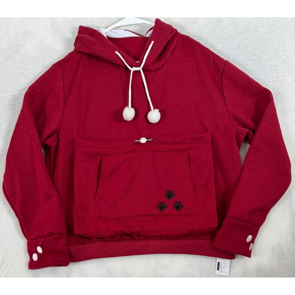 Pet Pouch Hoodie Carrier Sweatshirt For Dog/Cat With Kangaroo Pocket Red XL NWT